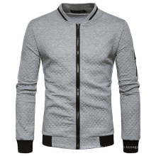 2021 Oversized Men's Baseball Suit Diamond Lattice Color Matching Zipper Collar Casual Sweater Coat